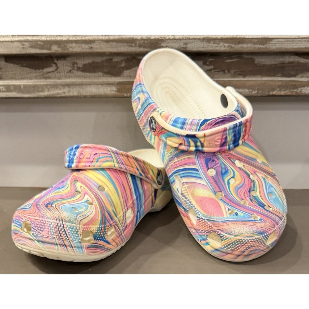 Crocs Clogs Out Of This World Swirl Pastel Tie Dye Rainbow Size W11 M9